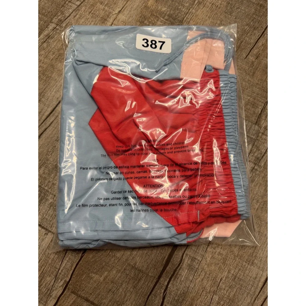 Nike Mens Colorblock Ripstop Athletic Shorts Blue Red Pink Size Large